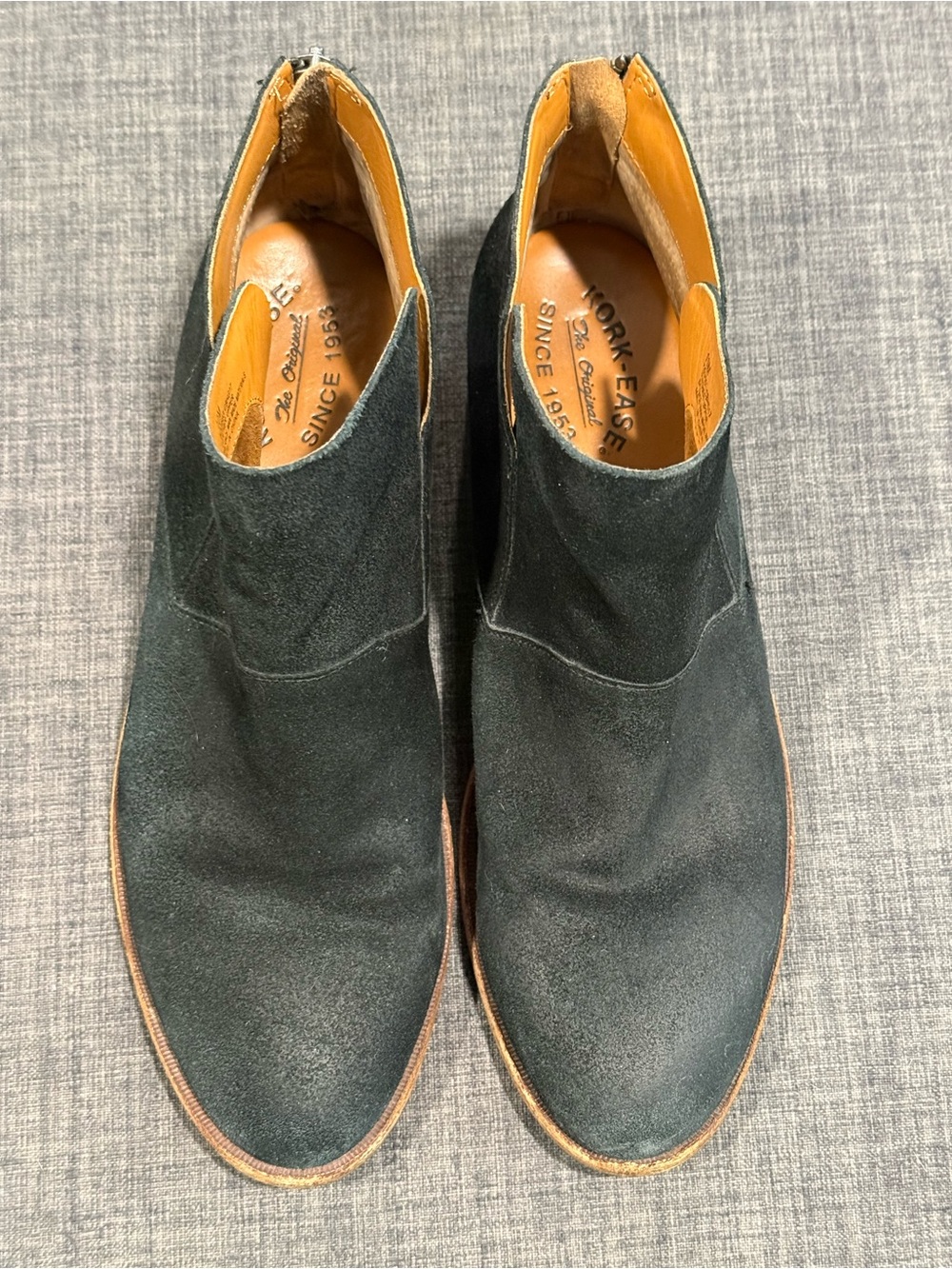 Kork-Ease Black Suede Ankle Booties
